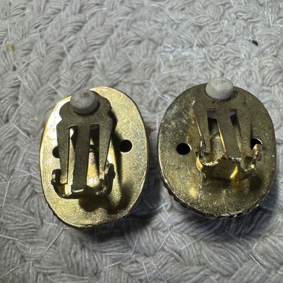 Bronze And Blue Clip Earrings - Picture 5 of 5